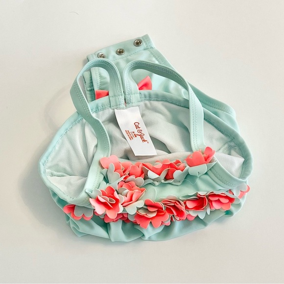 Cat & Jack Baby Girl 6-9 MTHS Mint Green One Piece w/Pink Flowers - Like New - Picture 3 of 5